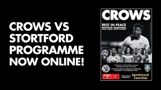 Crows vs Stortford programme available NOW!